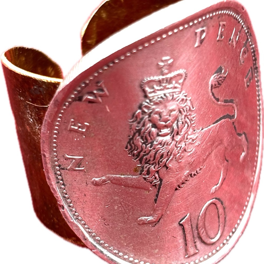 Two pence  Coin-Style Cuff Ring -